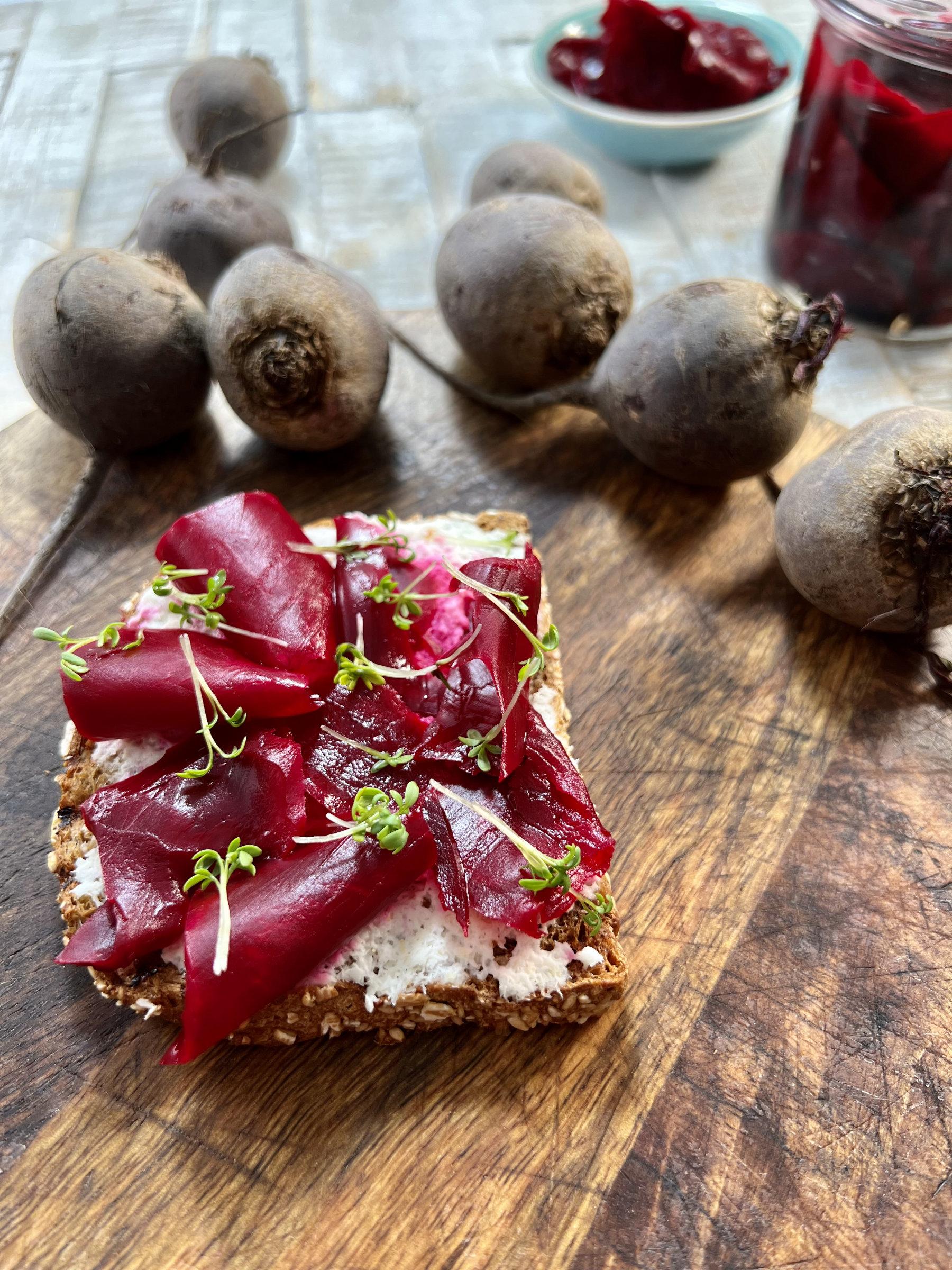 Pickled beets on bread