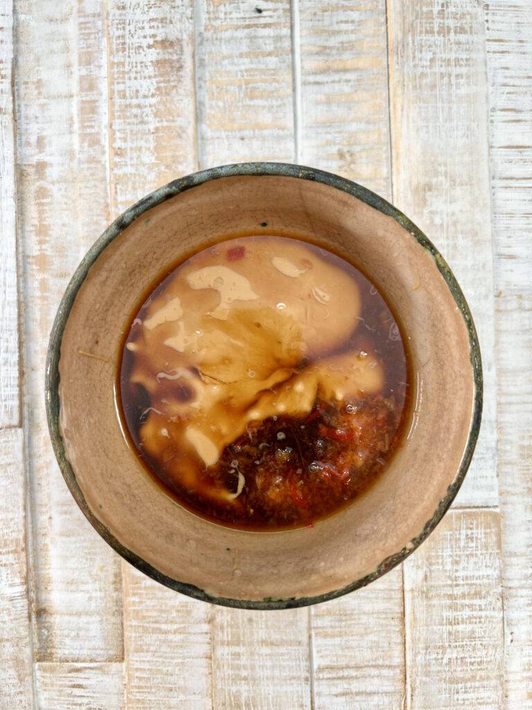 Peanut sauce ingedients combined in bowl