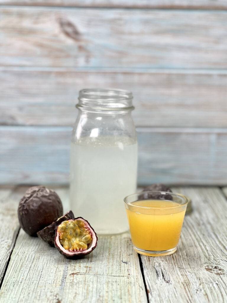 Ingredients for making passion fruit water kefir