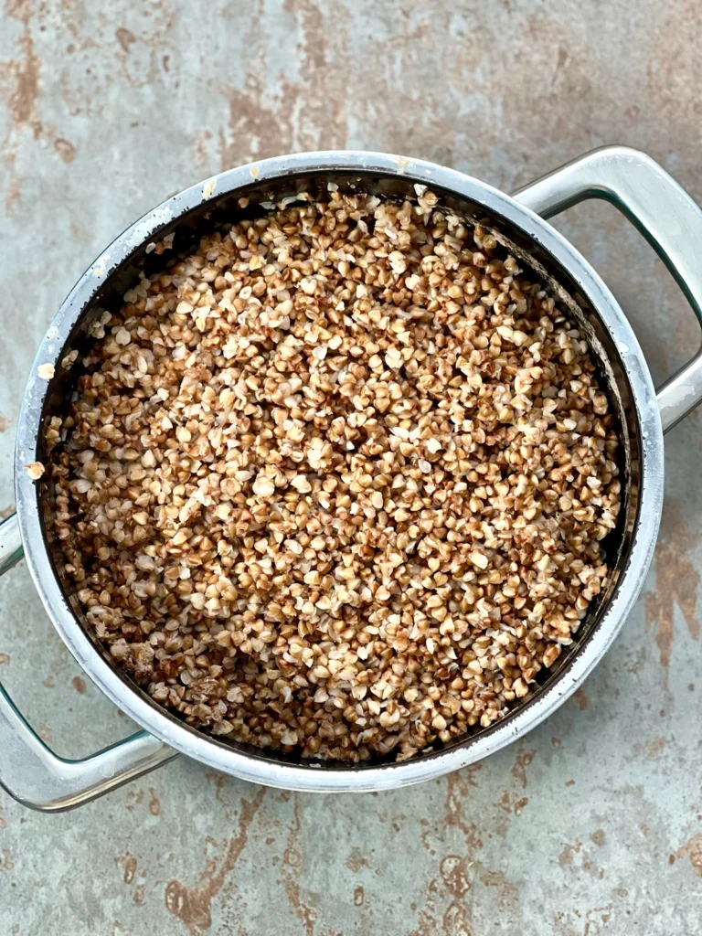 Cooked Buckwheat in a pot 