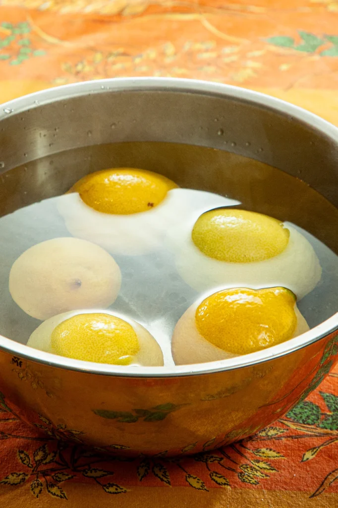 Lemons in a water bath