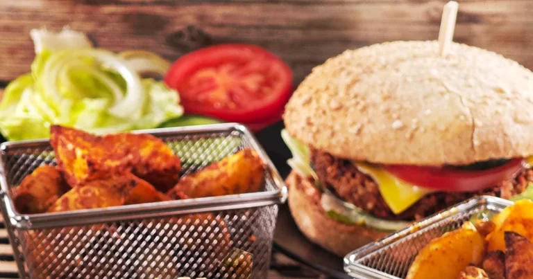 A delicious BBQ tempeh burgers is served.